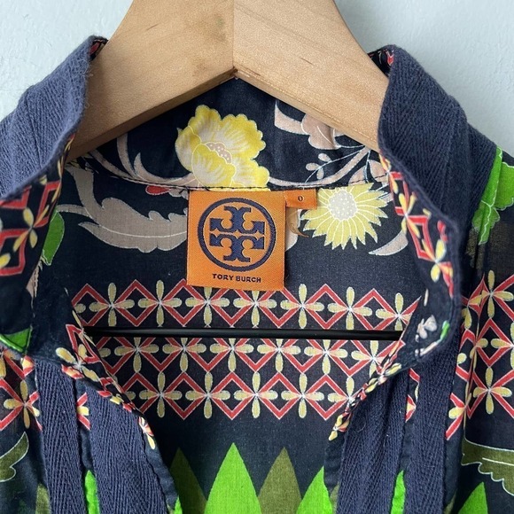 Tory Burch Green and Navy Tunic - Picture 3 of 4